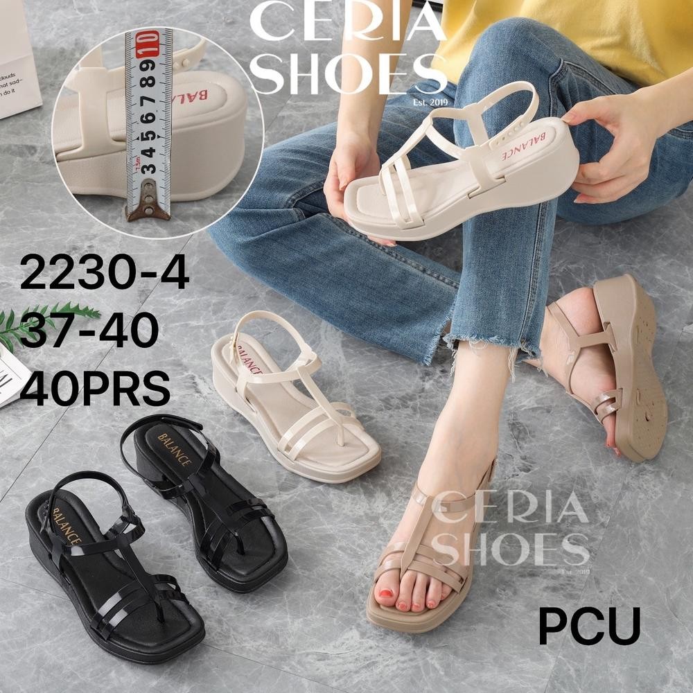 Termurah Sandal Jelly Wanita Wedges Model Tali Jepit Hak Tinggi 5 Cm Sol Anti Slip Balance 2230 -4 Z