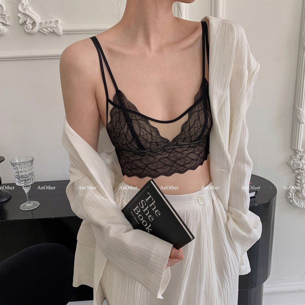 [COD]Bra renda Prancis bernapas, cup segitiga kecil seksi tanpa kawat