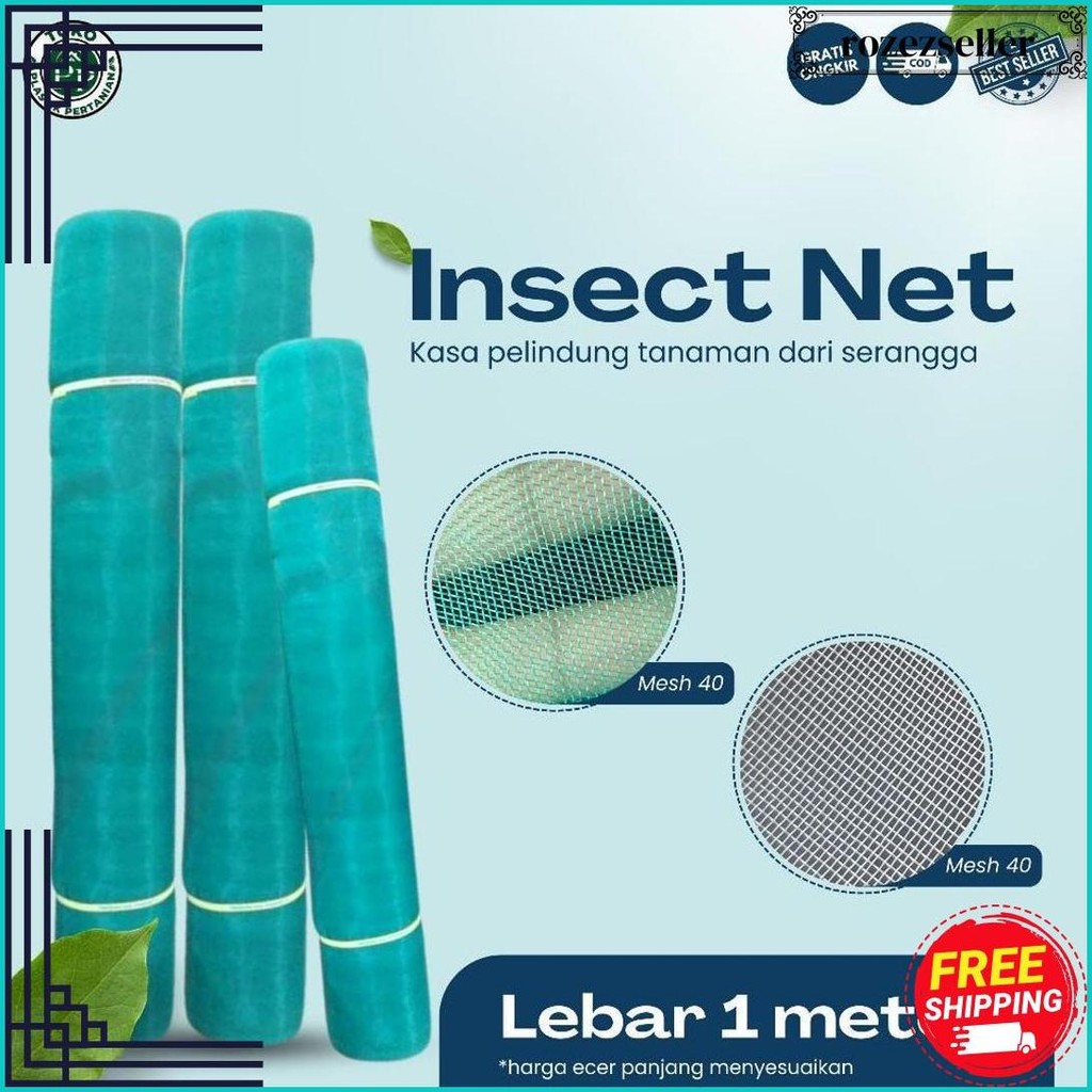Insect Net Lebar 1 Meter - Jaring Penghalang Serangga Greenhouse - Jaring Kasa Insect Net Gratis Ong