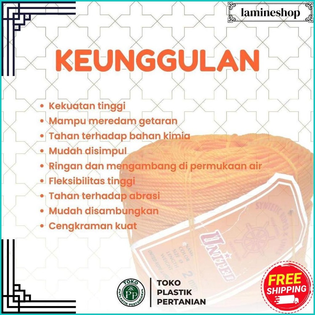 

Tali Tampar United Serbaguna Ukuran 2.5 Mm 1 Roll / Panjang 220 Meter Bisa Cod