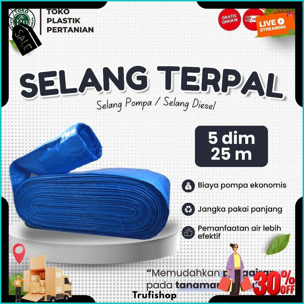Selang Terpal Plastik 5 Dim 25Cm Panjang 25 Meter - Selang Diesel Cod
