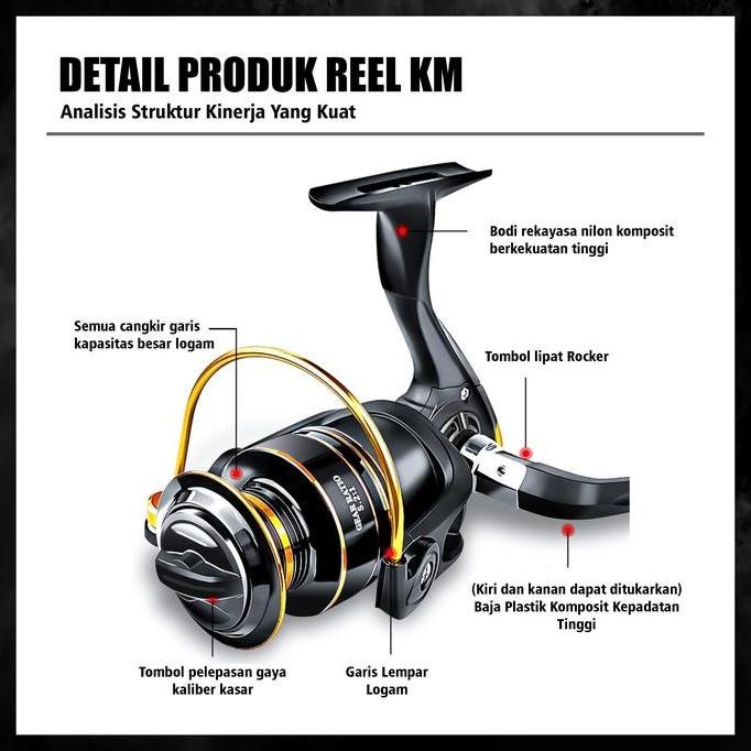 Kaptenfishing Reel Pancing KM1000-7000 Rill Katrol Kerekan PancingAluminium Murah Fullbesi - Mancing