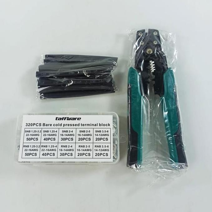 Skun Kabel Bulat Y Garpu Set 320PCS Terminal Wire Connector Kit dengan Tang Crimping Besi Penjepit K