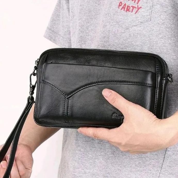 Handbag Kulit Pria Clutch Branded Tas Selempang Kulit Tas Tangan Pria