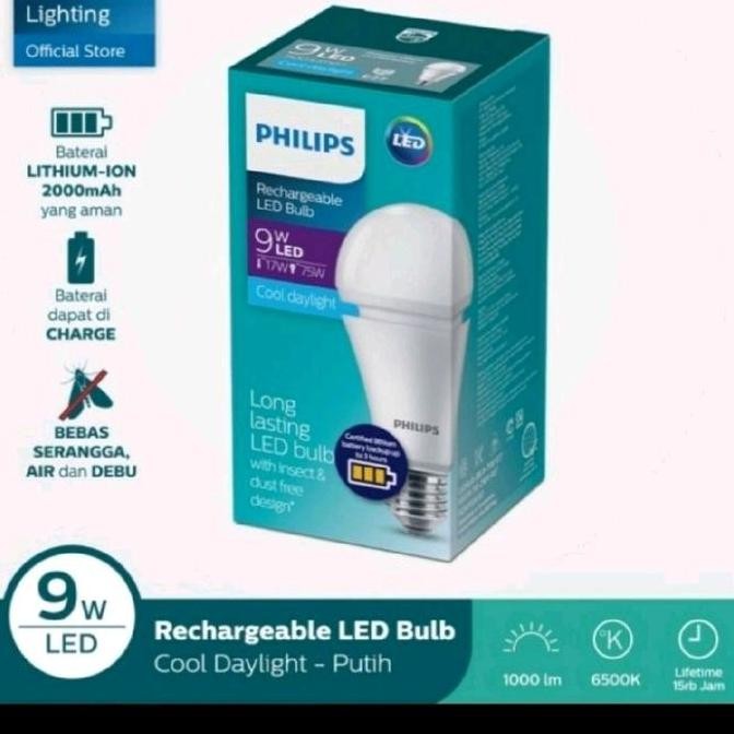 Lampu Emergency Philips Led 9 Watt Putih Lampu Darurat Otomatis