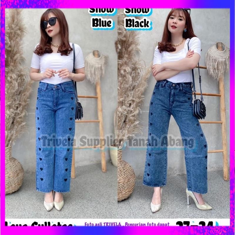 Diskon Kulot Jeans Love Wanita / Love Cullotes / Kulot Love Jumbo / Kulot Love 27-34 / KULOTLOVE JUB