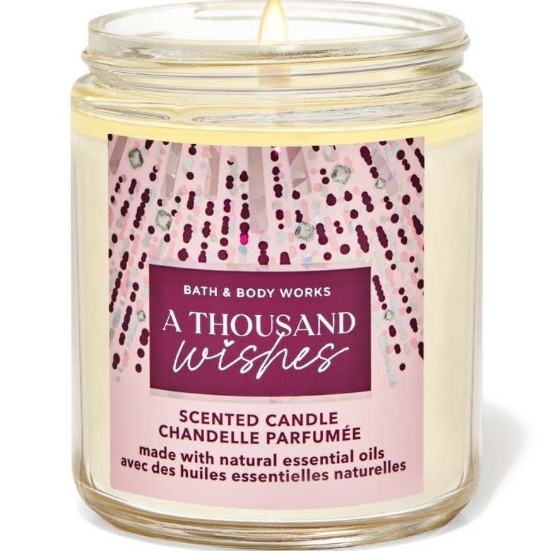 BBW A THOUSAND WISHES SINGLE 1-WICK SCENTED CANDLE 198 G LILIN WANGI 1 SUMBU PENGHARUM RUANGAN BATH 