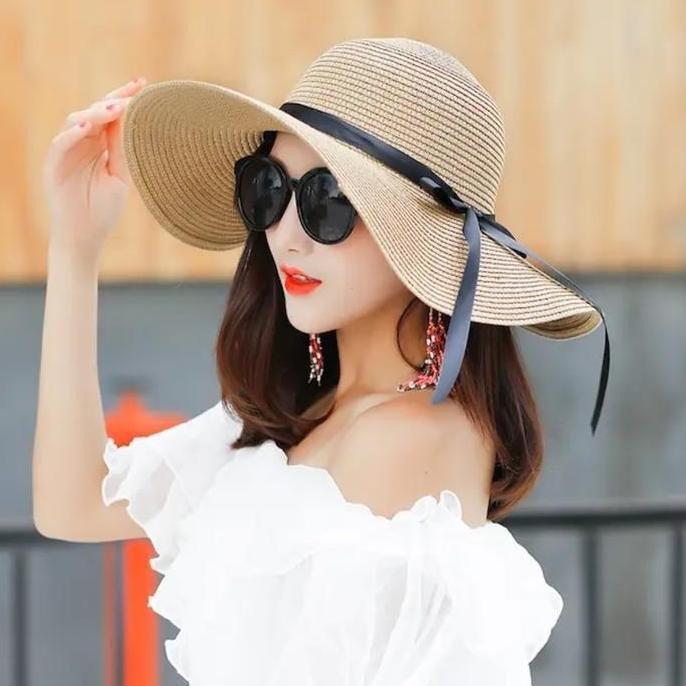 topi pantai wanita lebar pinggir anti uv topi pantai import