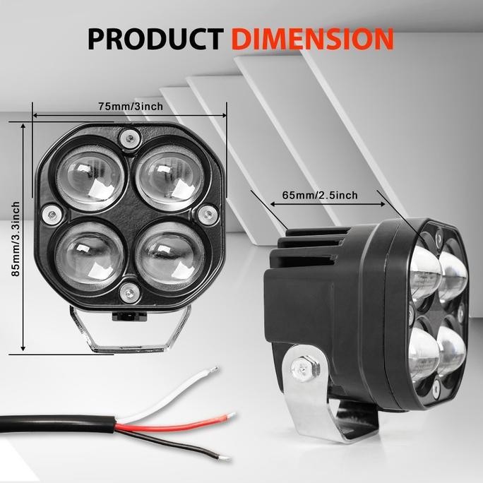 Car Light Led Lampu Laser 4 Mata Sorot Tembak Mobil Motor D4 Vinyx Baut