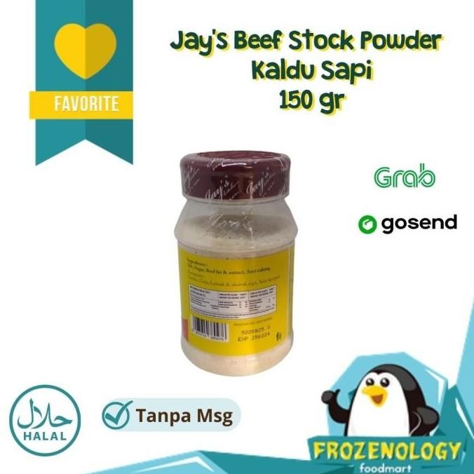 

Jay's Beef Stock Powder Kaldu Sapi Bubuk 150gr Non MSG Kaldu MPASI