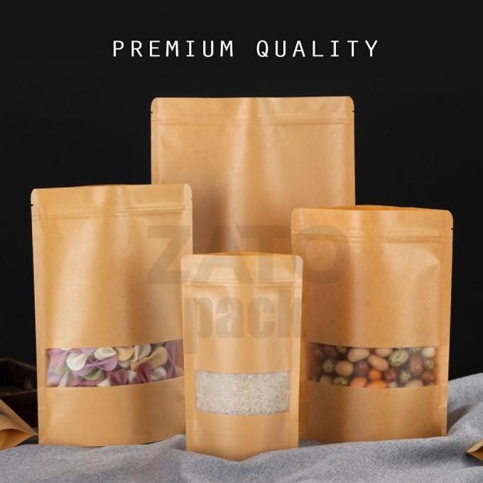 (Allthebest) 9x14 Kraft paper bag BROWN standing pouch ZATOPACK - kemasan packaging