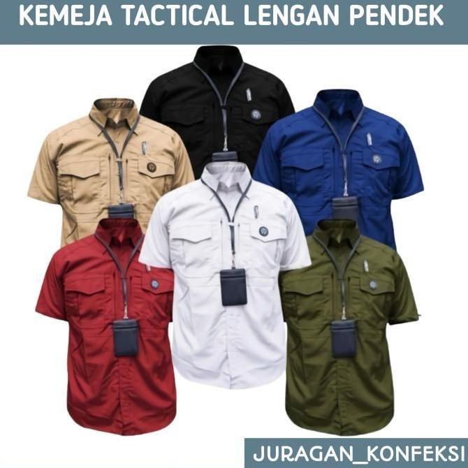KEMEJA TACTICAL LAPANGAN PDL M-TAC LENGAN PENDEK - BAJU BAHAN DRILL