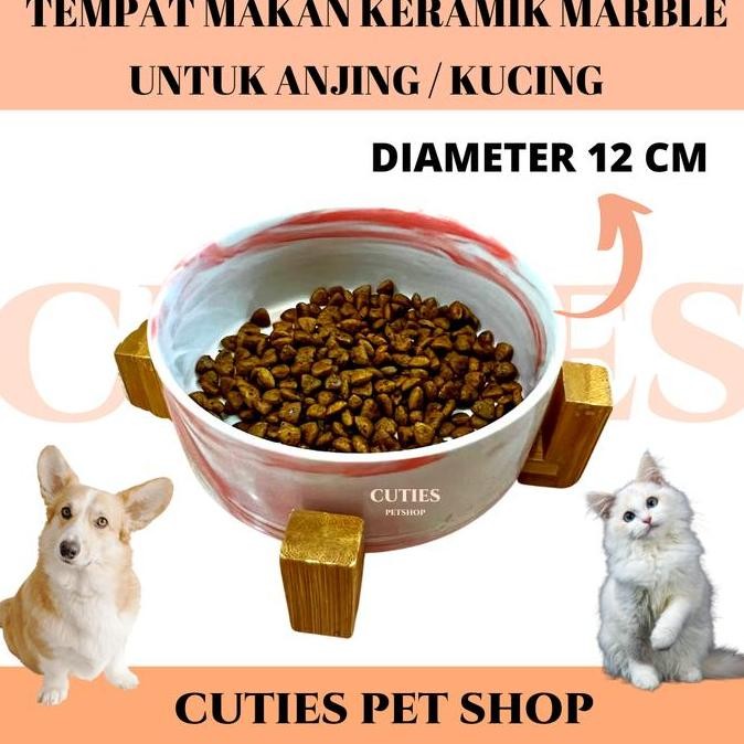 TEMPAT MAKAN MINUM KERAMIK MARBLE PREMIUM ANJING KUCING CERAMIC MARBLE