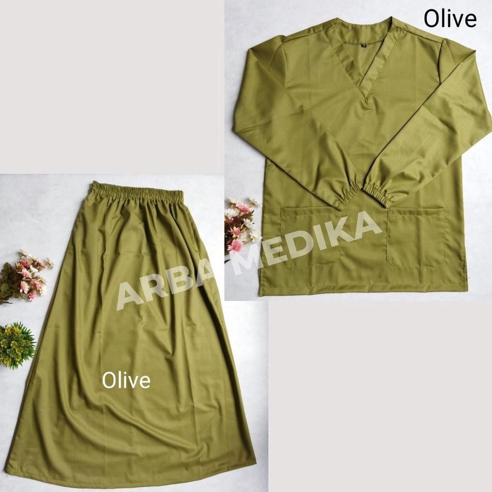 Baju Ok Oka Rok Dokter Jaga Perawat Petugas Medis Lengan Panjang Karet Part 2