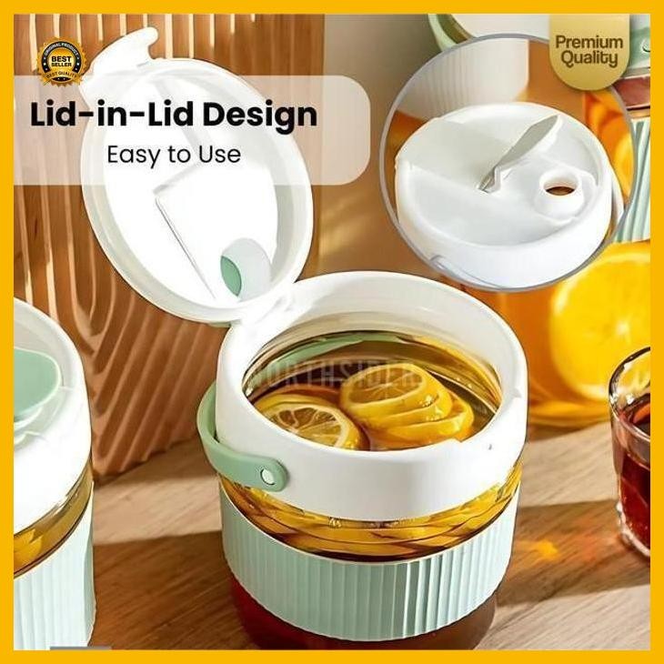 (Promo) Toples Kaca Kopi Biji-Bijian Fermentasi Acar Double Open Glass Sealed Lid Pickle Jar With Ha