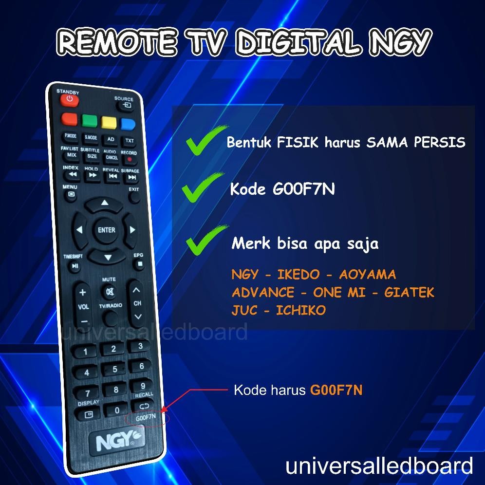 TERMURAH Remote TV Digital LCD LED DVBT2 Nagoya / IKEDO Original Siap kirim