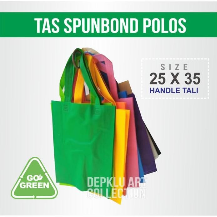 

Super Tas Spunbond 25X35 Polos - (Isi 12) Goodie Bag Ramah Lingkungan Handle Tali