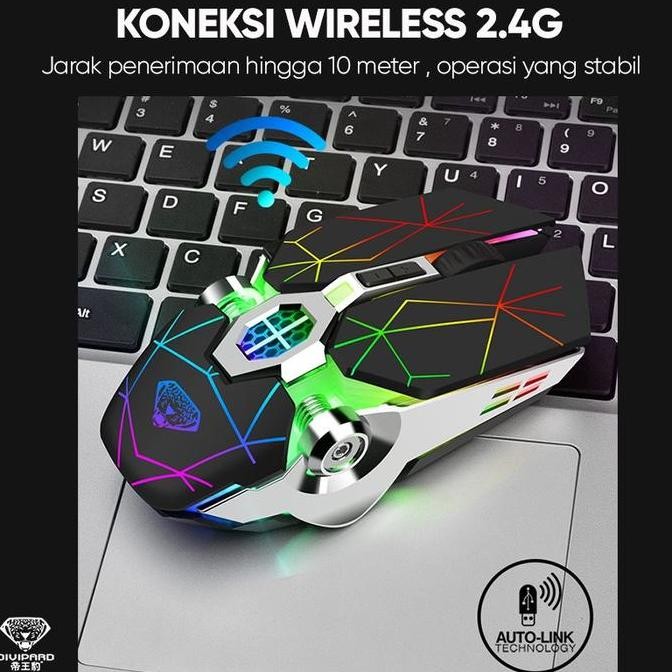 Wireless Mouse Mechanical Gaming RGB Charging Divipard Q7 4000DPI