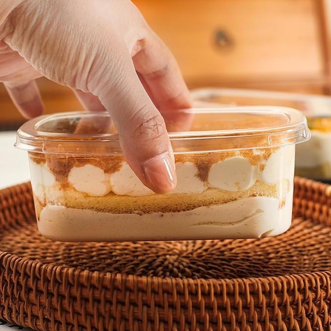 10pcs - 300ml Oval Dessert Box Mika Tempat Tiramisu Cake es Buah Es Camput Teler