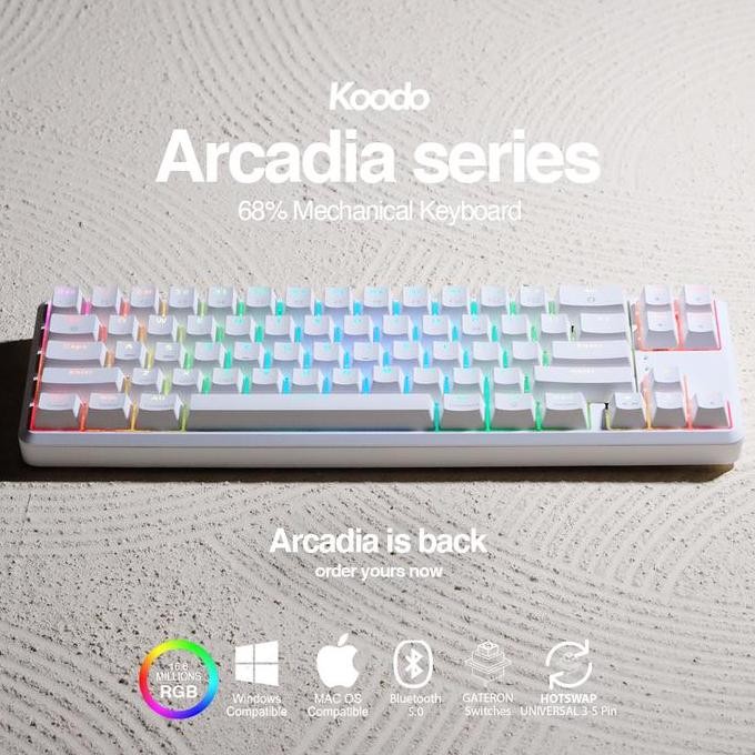 KOODO Arcadia 68% Layout Mechanical Keyboard Gateron| White Case