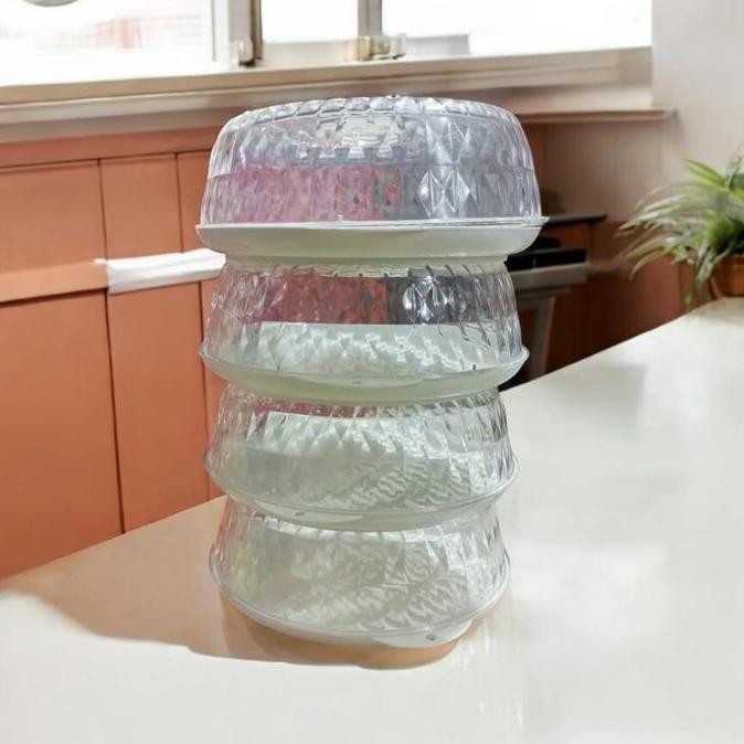 Tudung Saji 3 Susun kristal Pelindung Wadah Tutup Makanan Piring