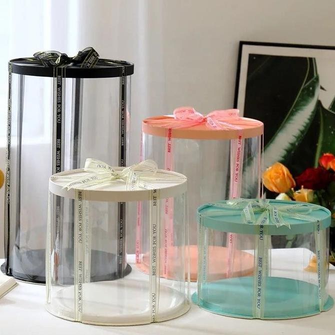 KOTAK KUE MIKA TRANSPARAN BENTUK LINGKARAN CAKE BOX DIAMETER 30 CM