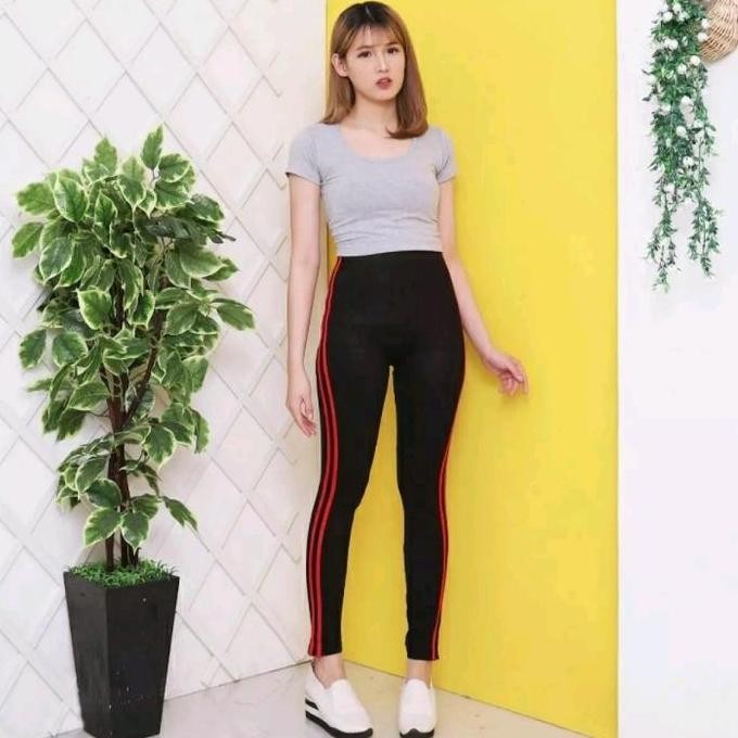 Df203>> Legging Double Rip Warna/Legging Lembut Nyaman/Legging Wanita Tebal Putih