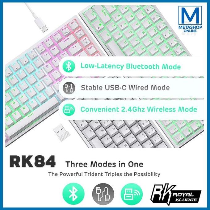 ROYAL KLUDGE RK84 WIRELESS MECHANICAL KEYBOARD GAMING 75% HOTSWAP 84