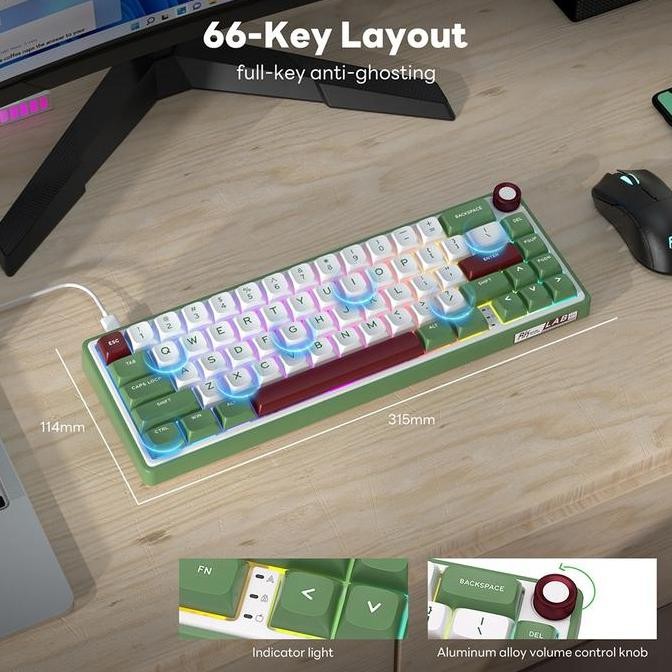 Royal Kludge RK R65 Wired 65% Knob Layout Mechanical Keyboard