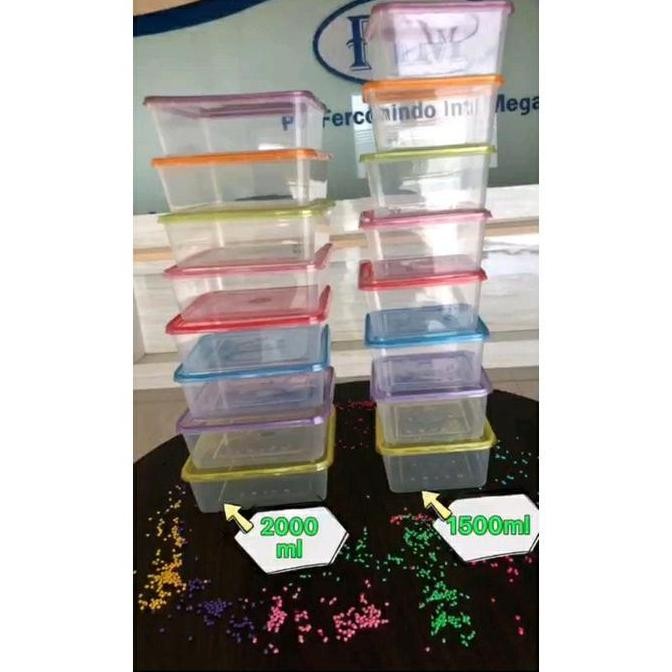 Thinwall 2000 ml Square + Tutup Warna Clear Merek ENVI PREMIUM HARGA 25 PCS