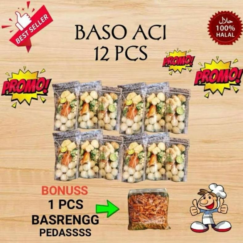 TERMURAH Paket Lengkap dan Murah Baso Aci (BOCI) instant isi 12pcs FREE basreng 1pcs / boci sibakuta