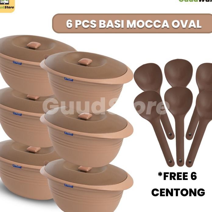 3 6 Pcs Prasmanan Set Mocca Series Tebal Dengan Tutup Centong Wadah Saji Prasmanan Set 6 Pcs Tutup D