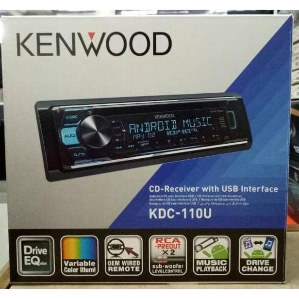 Promo KENWOOD Single Disc KDC-110U Headunit Mobil CD Receiver dengan Interface USB Radio MP3 Remote 