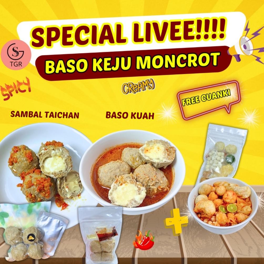 

READY STOK [ SPECIAL LIVE 9.9] FREE GIFT BAKSO KEJU MONCROT ISI 4 SAMBAL TAICHAN BASO KUAH KEJU MONCROT KEJU MELELEH - GUDANGSNACKTGR Siap kirim