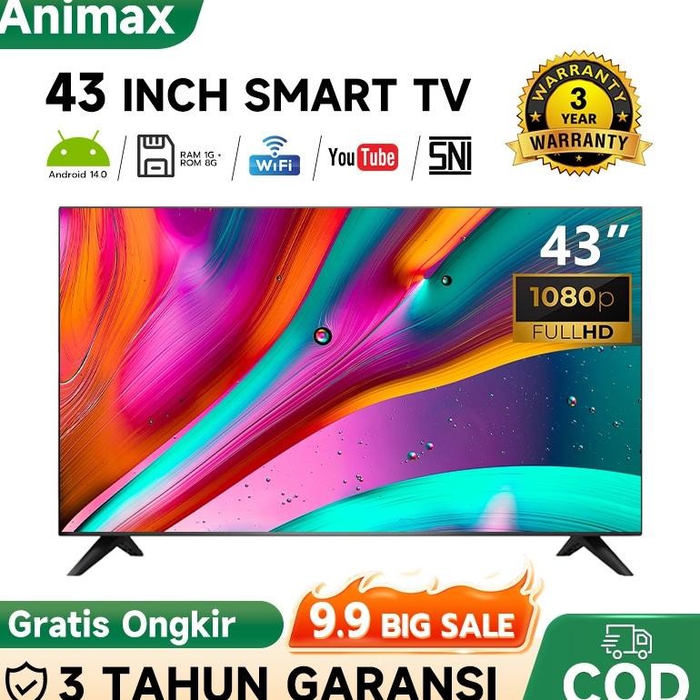 ''Terlaris" Animax Sakura Smart Tv Digital 43 Inch Tv Led Android 14.0 Fhd Televisi Led Tv 32 Inch T