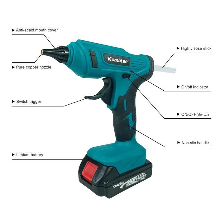 FMT Lem Tembak Lilin Cair Glue Gun Lem Bakar Cair - Lem Lilin Glue Gun Cordless - Lem Tembak Baterai