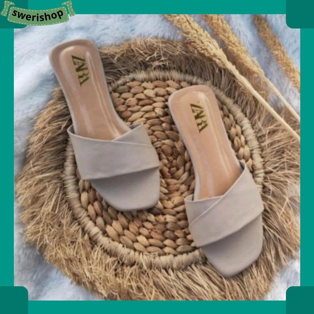 Sandal Wanita Flat Teplek Zara Terbaru Sh-01 Sintetis Non Slip Grosir