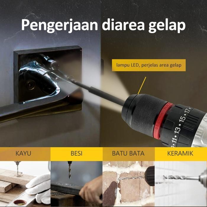 FMT POPIC Mesin  Bor Baterai  Bor  Impact  Set  Bor  Listrik  Kotak  Peralatan  Multifungsi  Bor  Be