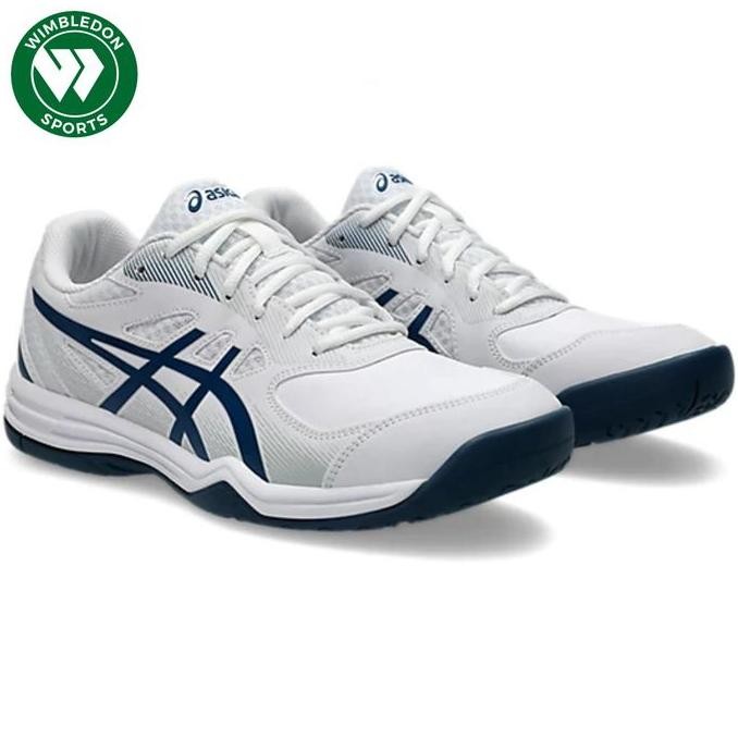 Terbaik Sepatu Asics Court Slide 3 White Mako Blue  / Sepatu Tenis Asics Original / Asics Tennis Sho