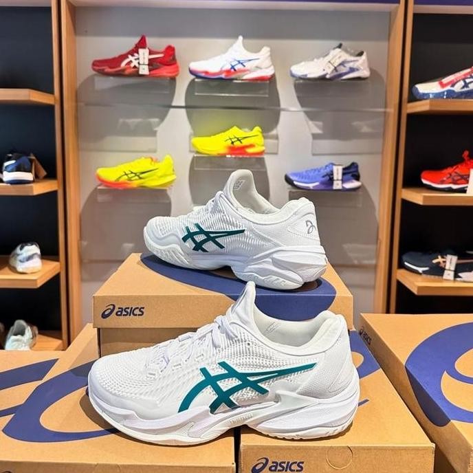 Terbaik Asics Court Ff 3 Novak Men ( White / Pitch Green ) 100% Ori