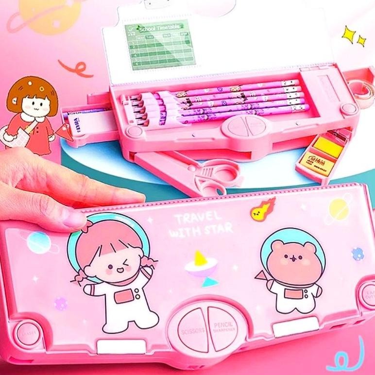 

Cod (Premium) Tempat Kotak Pensil Multipurpose Pencil Case Pencil Unique Stationery Set Back To School Gift Set For Kids G-24