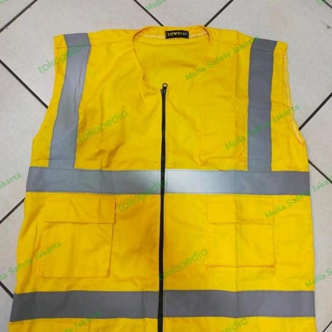 Rompi Safety Proyek Bahan American Drill Kuning/ Rompi Safety Kuning