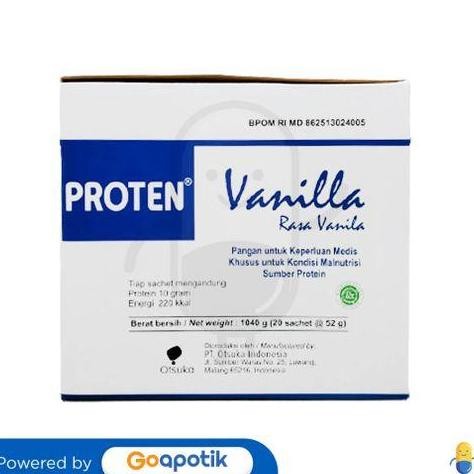 

PROTEN RASA VANILA 52 GRAM BOX 20 SACHET