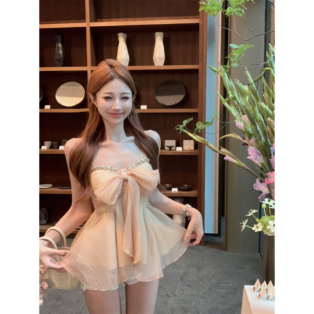 Cool GirlBusur Rompi Sederhana Prancis Wanita Musim Panas Pinggang Ceruk Atasan Unik Dan Chic