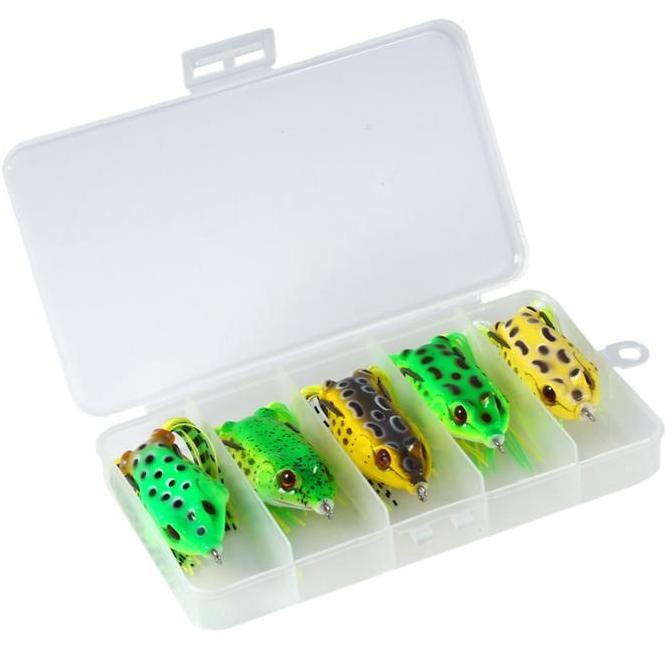 Terbaik | Umpan Kodok 5Pcs/Box Mix Topwater Frog Fishing Lure Frog Umpan Gabus | 100% Ori