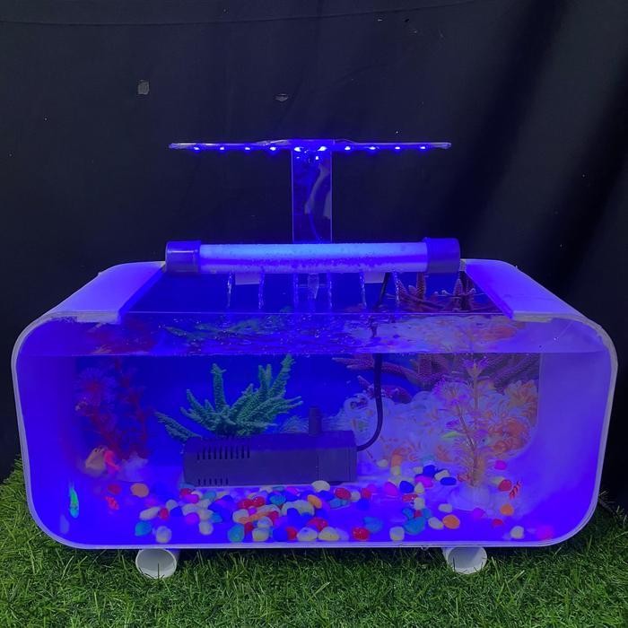 RA AQUARIUM MINI PERSEGI 35CM FULL SET BACKGROUD PERMANEN akrilik jumbo
