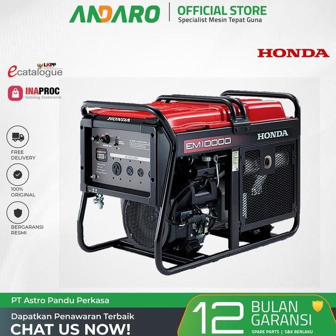 Genset Honda Em 10000 Generator Engine Bensin Output Daya 7200 Watt Listrik Kualitas Terbaik Harga T