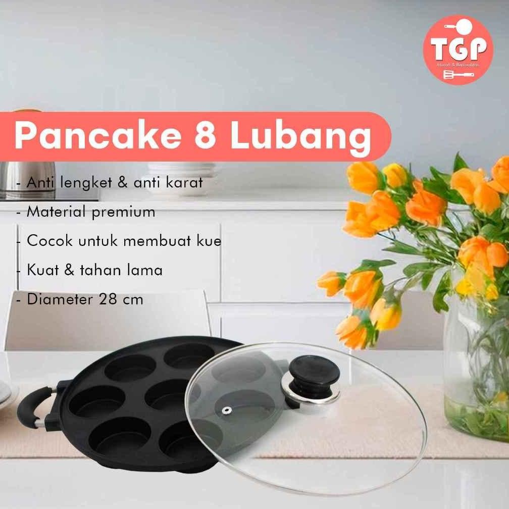 CETAKAN LOYANG PANCAKE MAKLOR CILOR TELUR 8 LUBANG DATAR IDOLA DAN TUTUP KACA