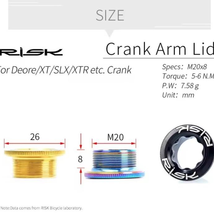 Premium Risk Titanium Baut M20 Arm Crank Shimano Deore SLX XT XTR Ultegra Baut Crank Sepeda RT122 Hi