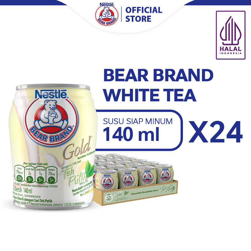 

BEAR BRAND Susu Kaleng White Tea Susu Steril 140ml x 24 pcs